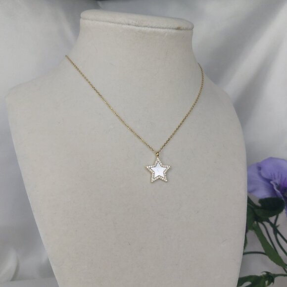 ARGENTO VIVO Gold Star Pendant 18K Sterling Necklace 16-18'' Length New on Card - Picture 4 of 10